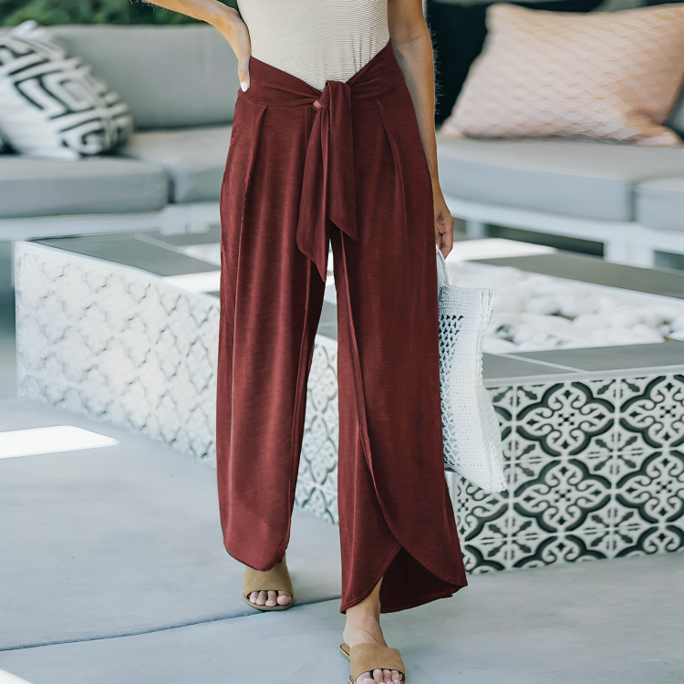 Chic Palazzo Pants with Tie-Front Detail