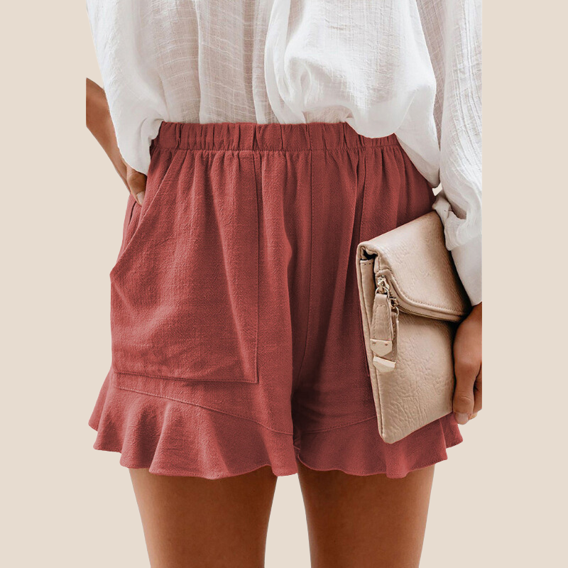 Ruffled Hem Casual Shorts