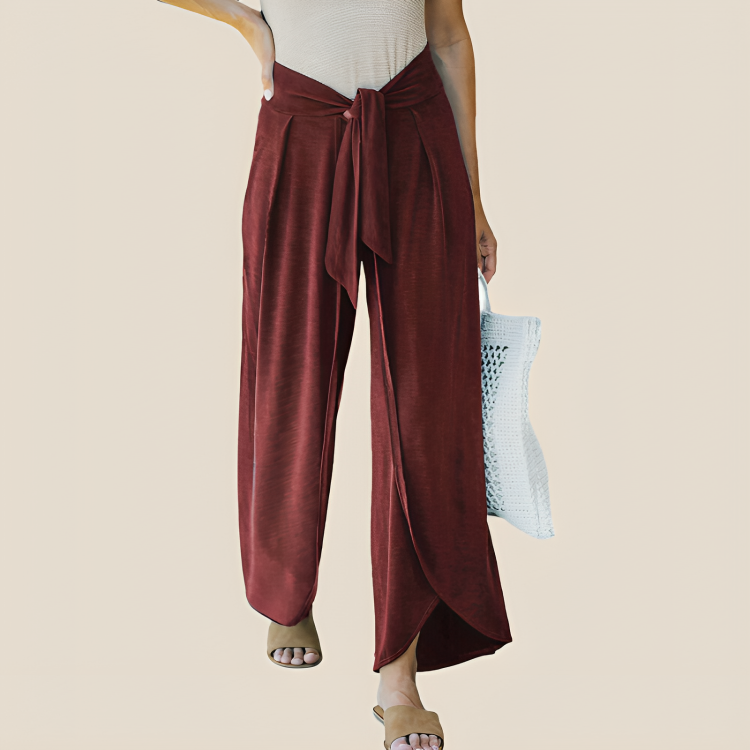Chic Palazzo Pants with Tie-Front Detail