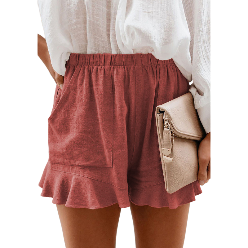 Ruffled Hem Casual Shorts