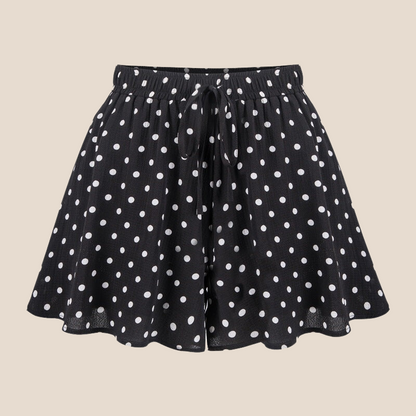 Polka Dot Print Flared Shorts