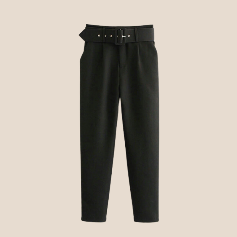 Elegant High-Waist Tapered Trousers with Belt