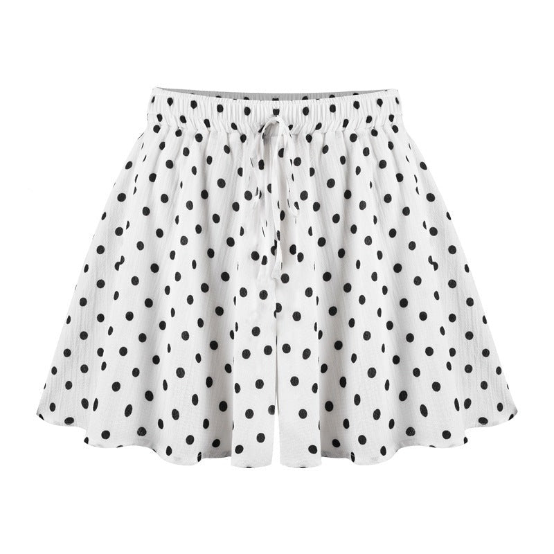 Polka Dot Print Flared Shorts